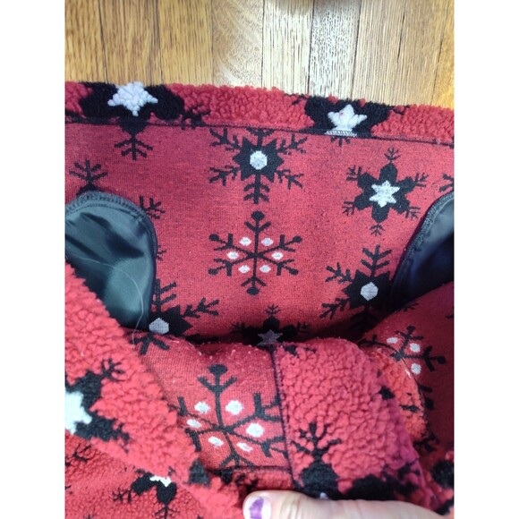vintage david paul women's fleece Teddy jacket Red Snowflakes Cozy Size Large - Picture 5 of 6